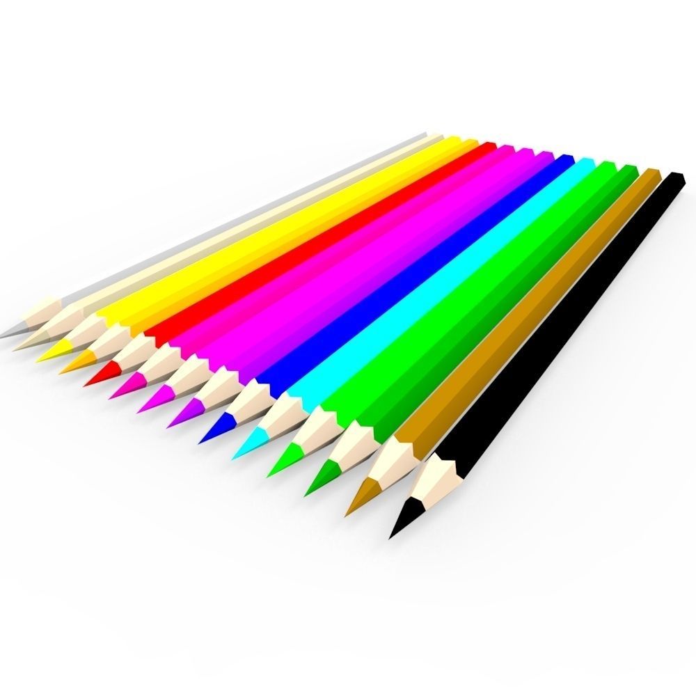 Coloring Pencils Low-poly 3D model_20