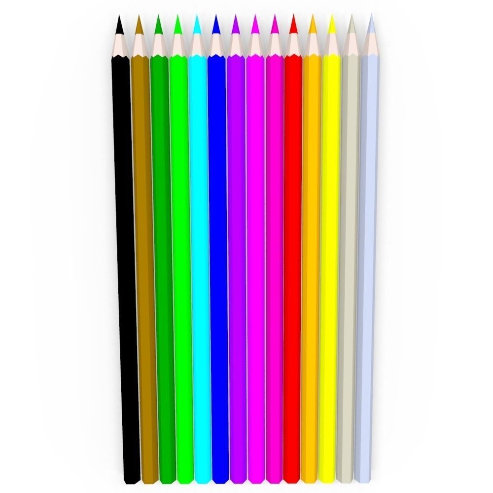 Coloring Pencils Low-poly 3D model_23