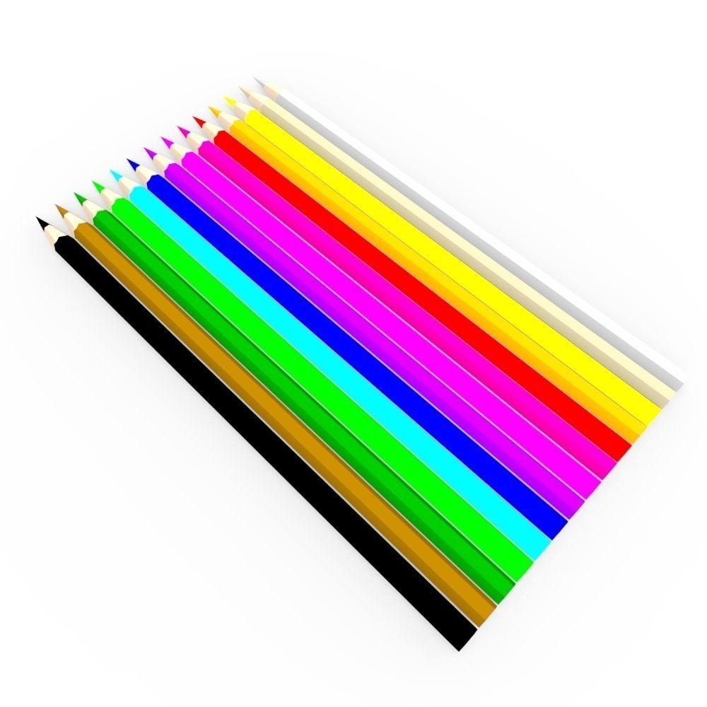Coloring Pencils Low-poly 3D model_21
