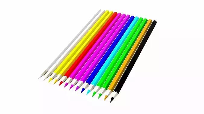 Coloring Pencils Low-poly 3D model