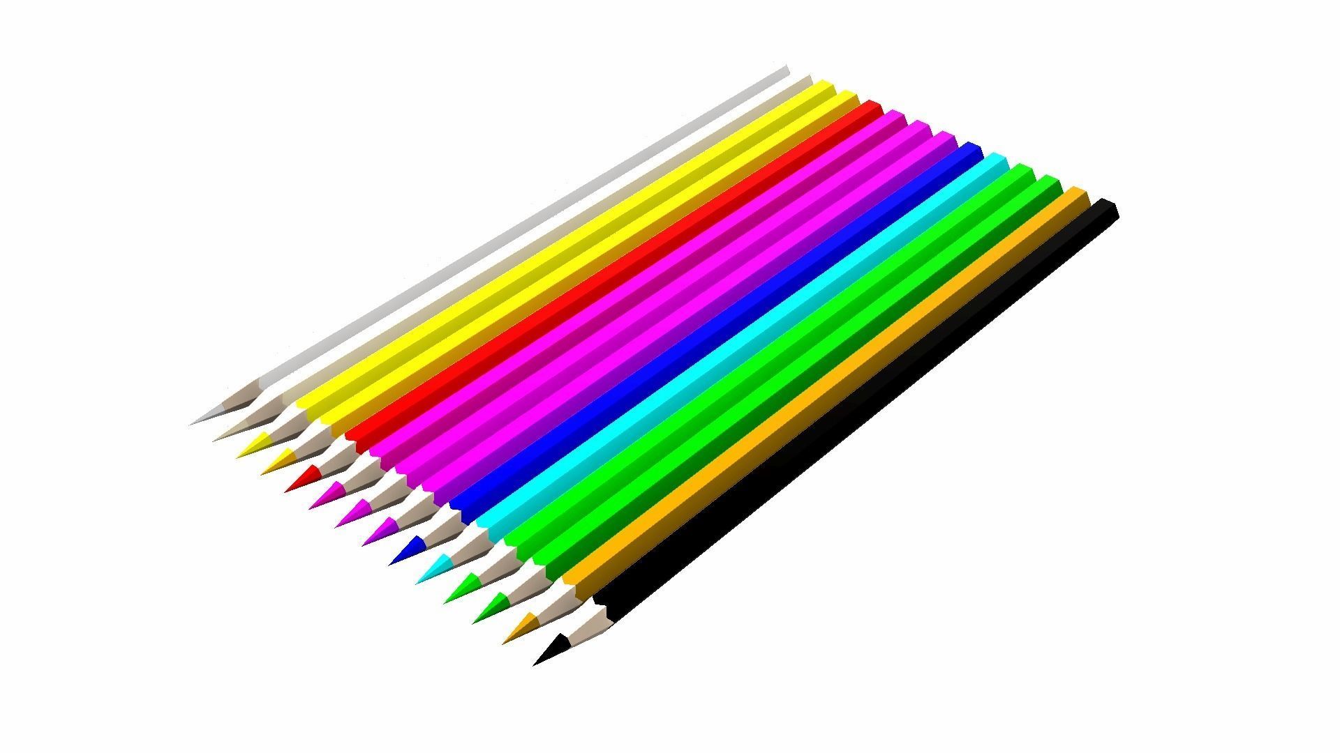 Coloring Pencils Low-poly 3D model_19
