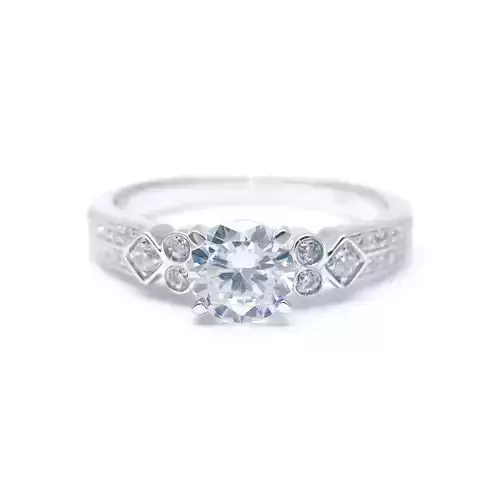 3DM Format Round cut wedding ring multistone wedding ring