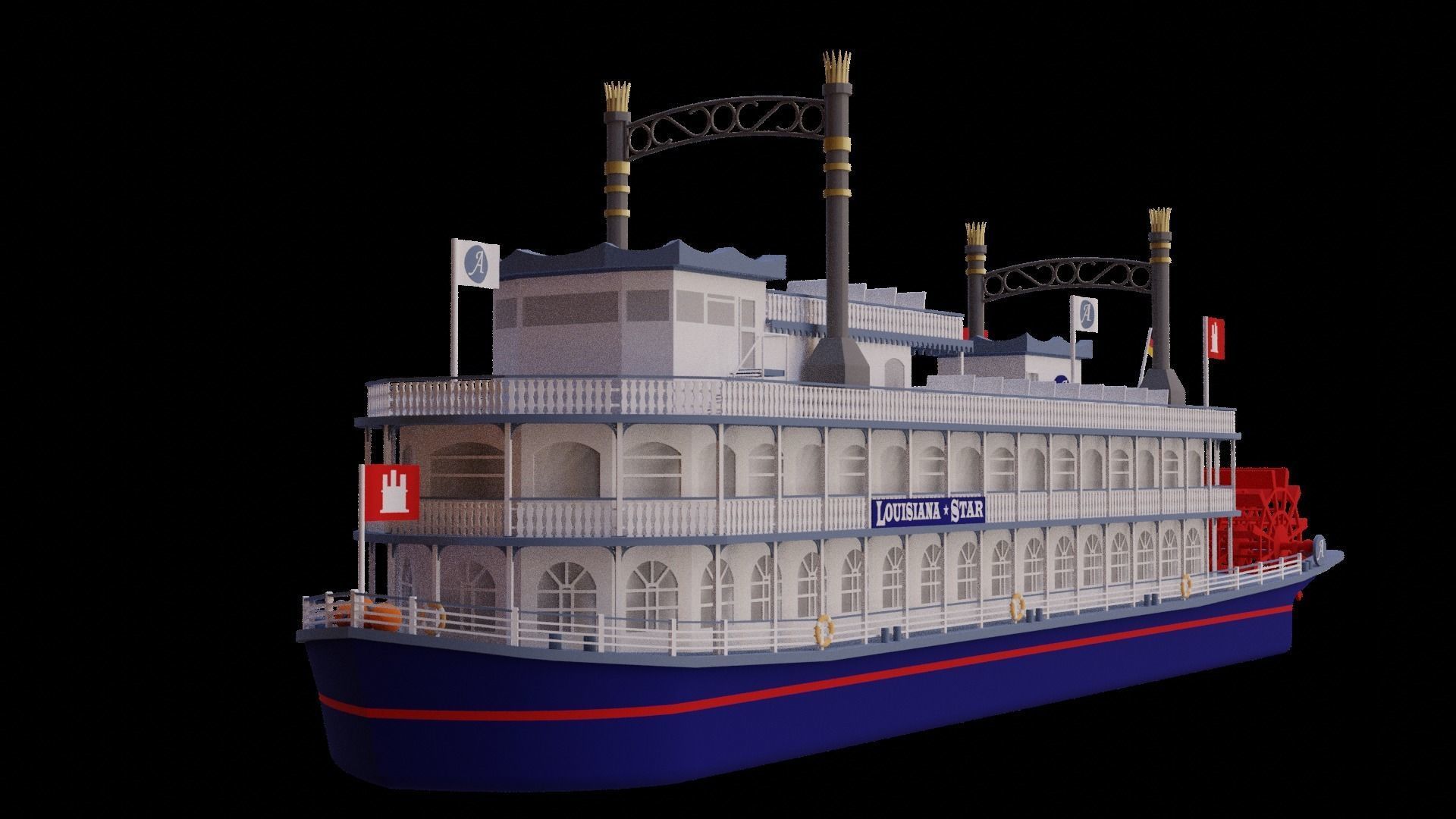 Louisiana Star Paddle Steamer 3D model_2