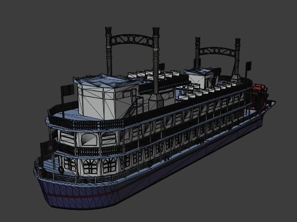 Louisiana Star Paddle Steamer 3D model_11