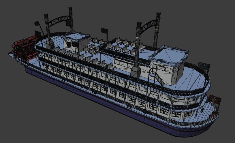 Louisiana Star Paddle Steamer 3D model_12