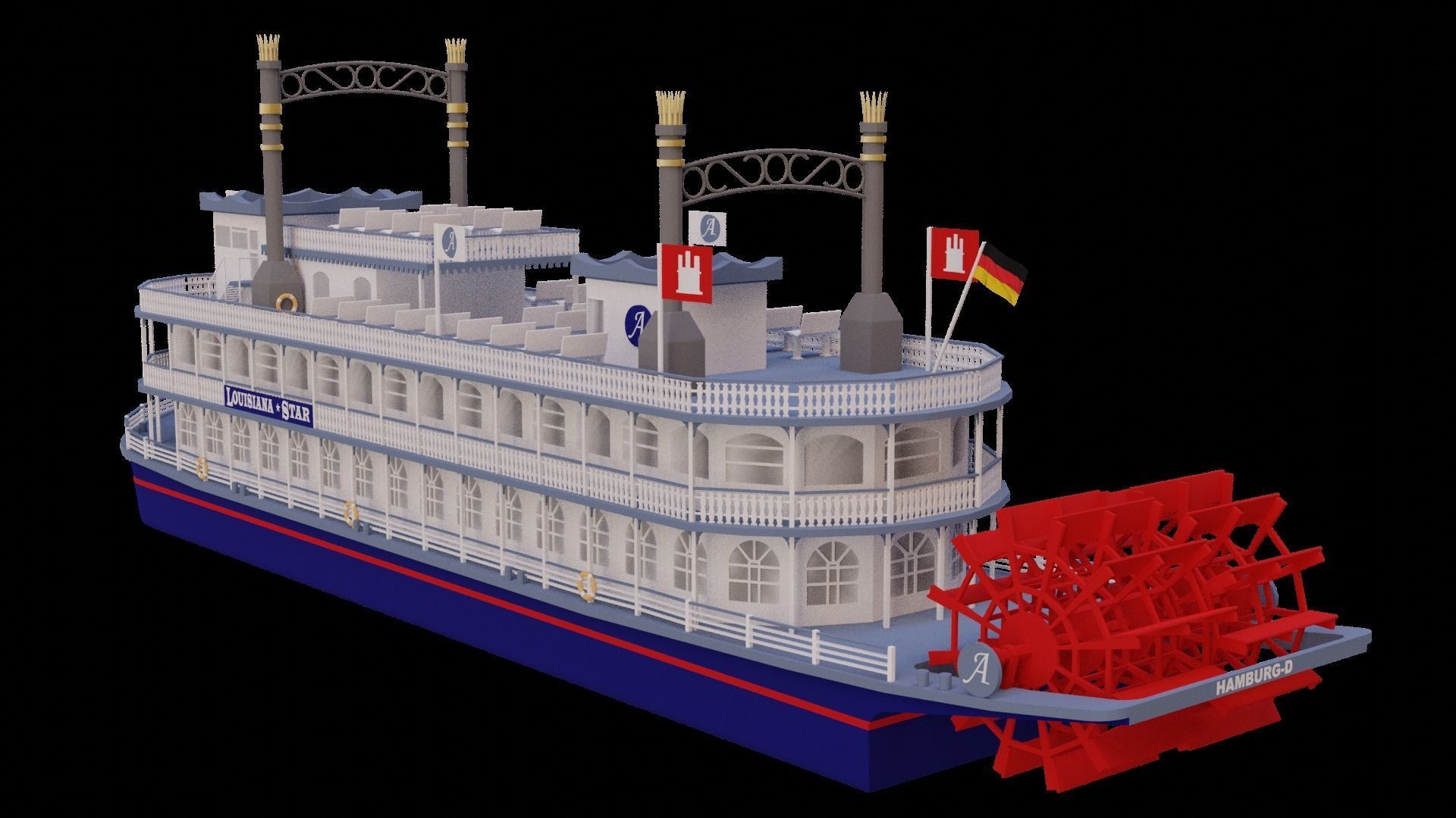 Louisiana Star Paddle Steamer 3D model_1