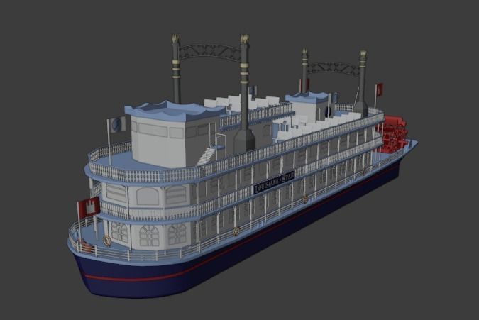 Louisiana Star Paddle Steamer 3D model_10