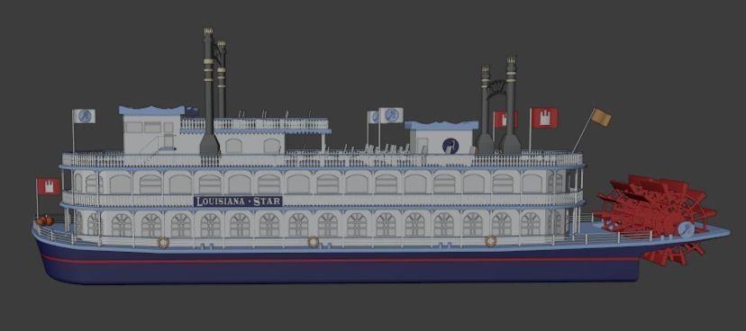 Louisiana Star Paddle Steamer 3D model_9