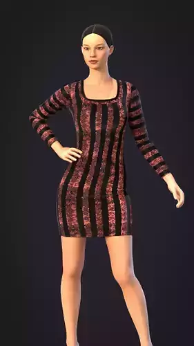 sequins long sleeve dress Free 3D model