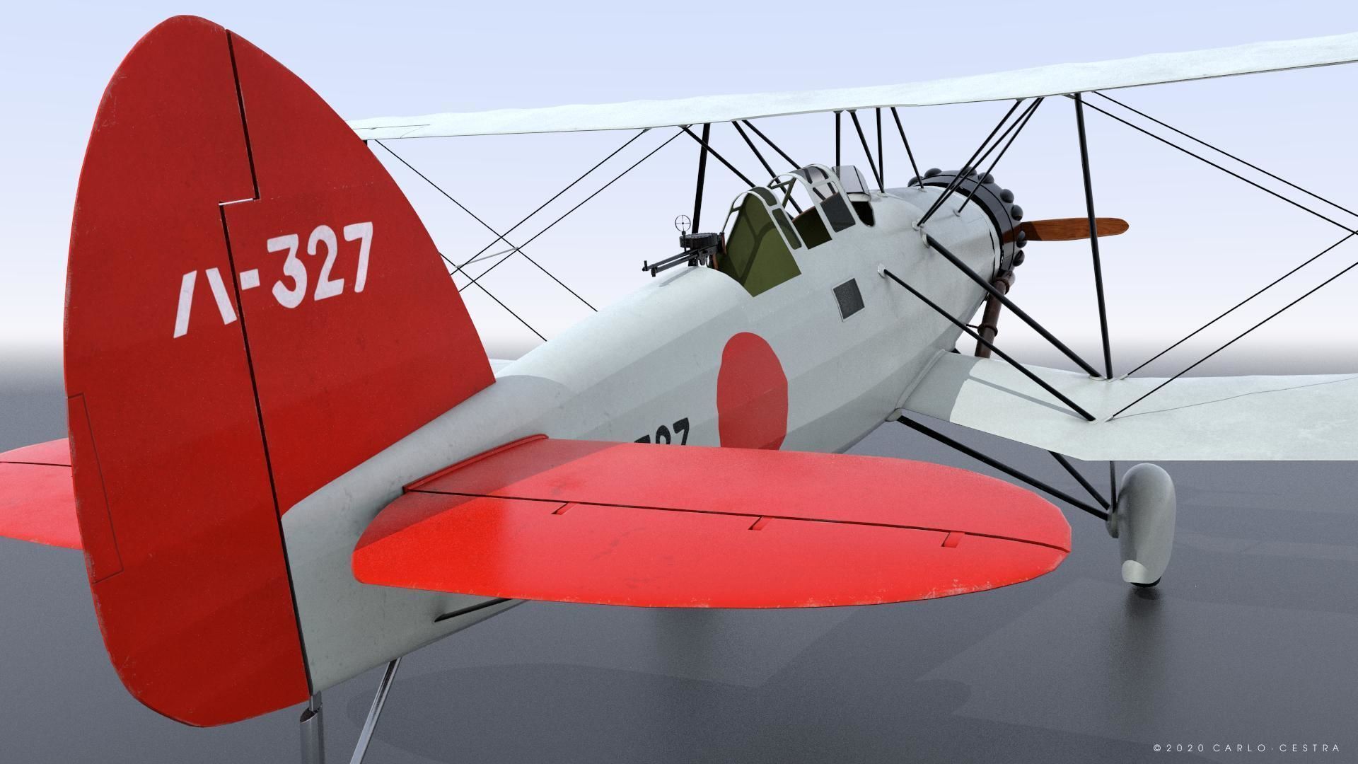 B4Y ha-327 - Rigged Low-poly 3D model_10