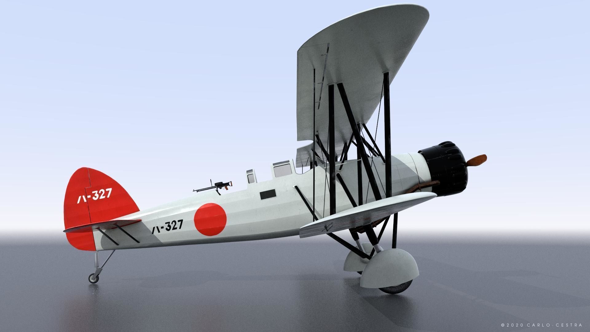 B4Y ha-327 - Rigged Low-poly 3D model_15