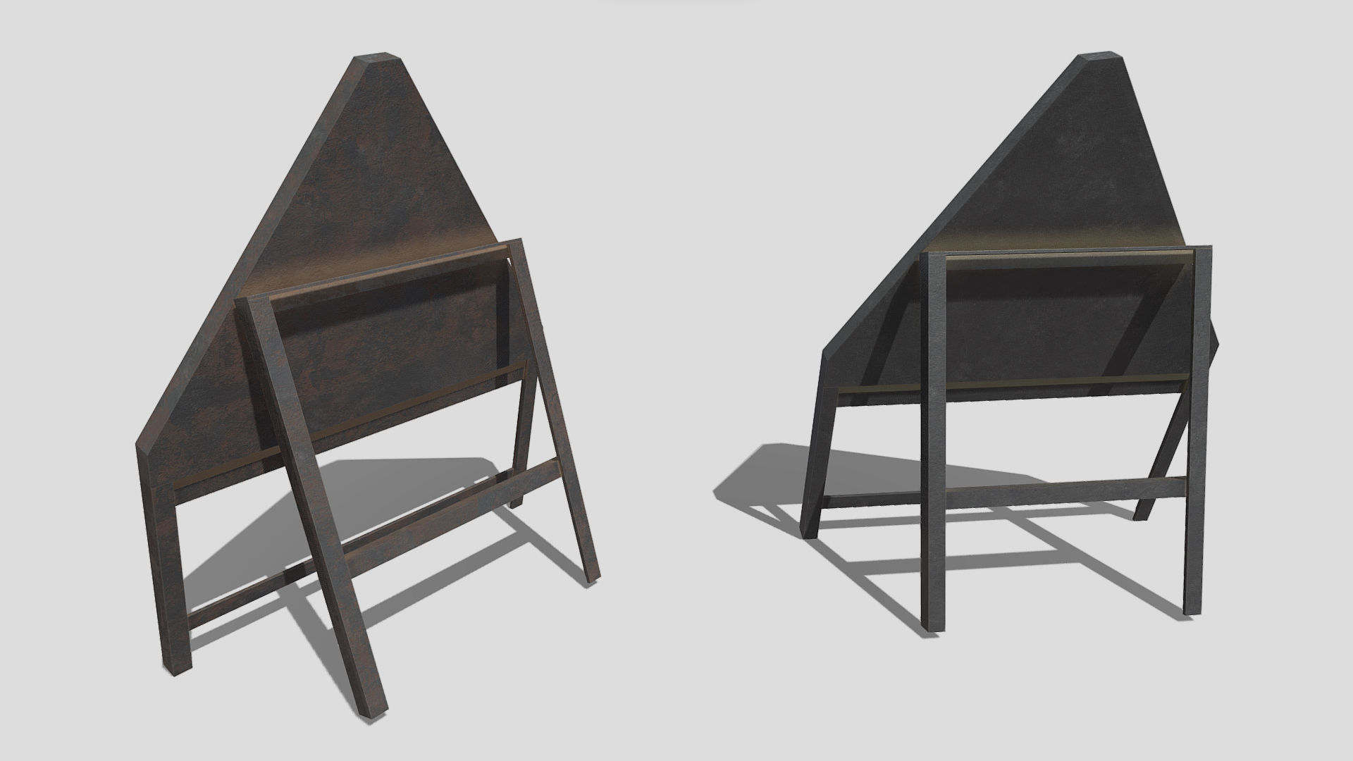 Construction Sign Low-poly 3D model_1