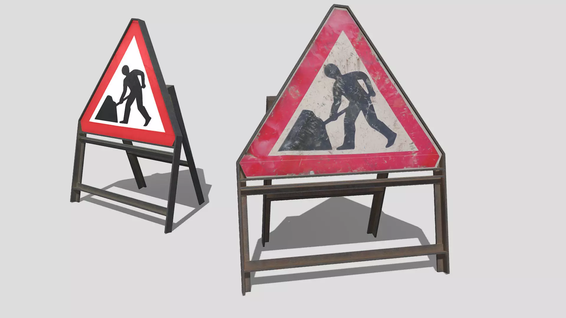 Construction Sign Low-poly 3D model_0