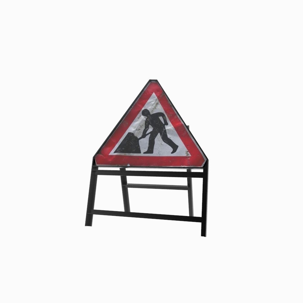 Construction Sign Low-poly 3D model_3