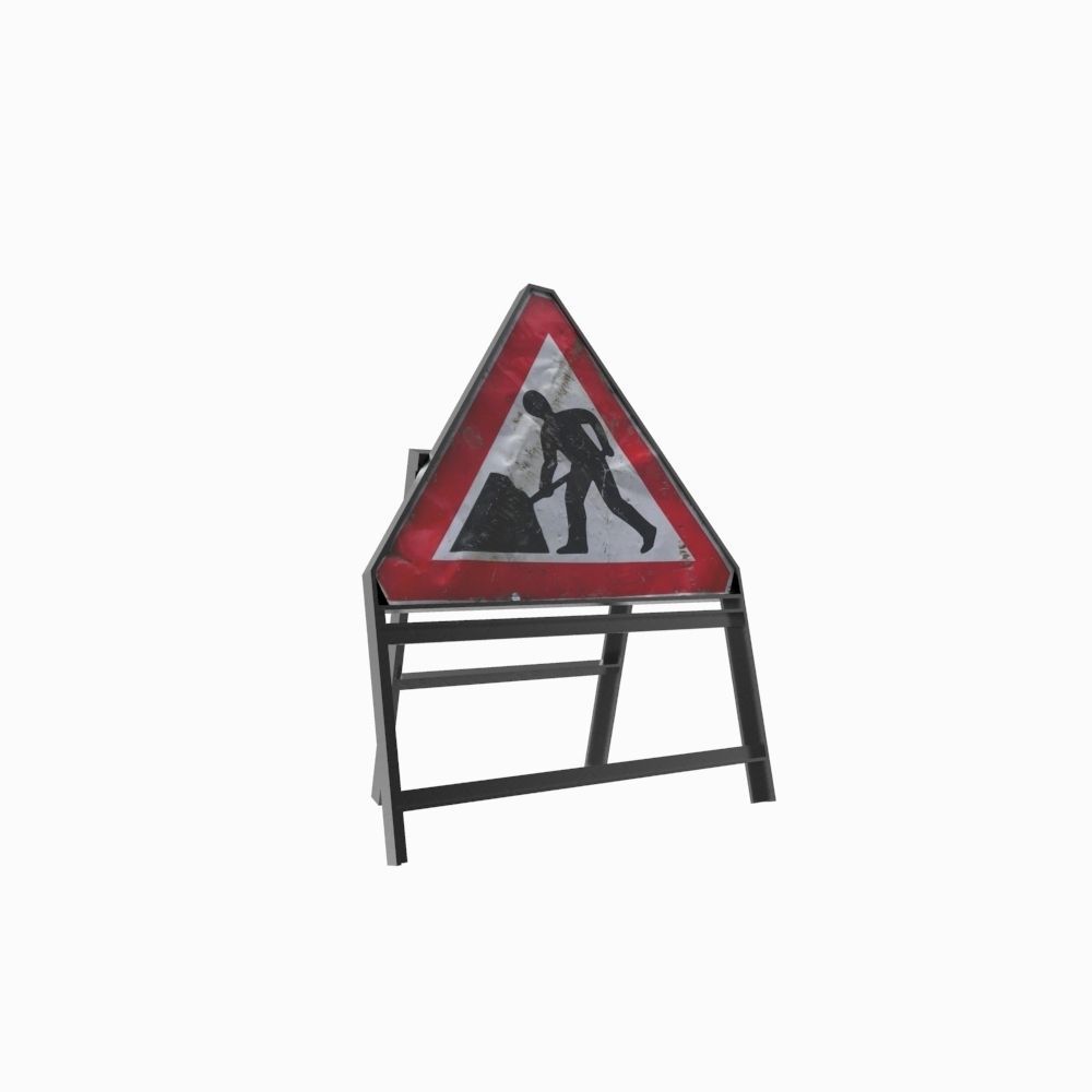 Construction Sign Low-poly 3D model_5