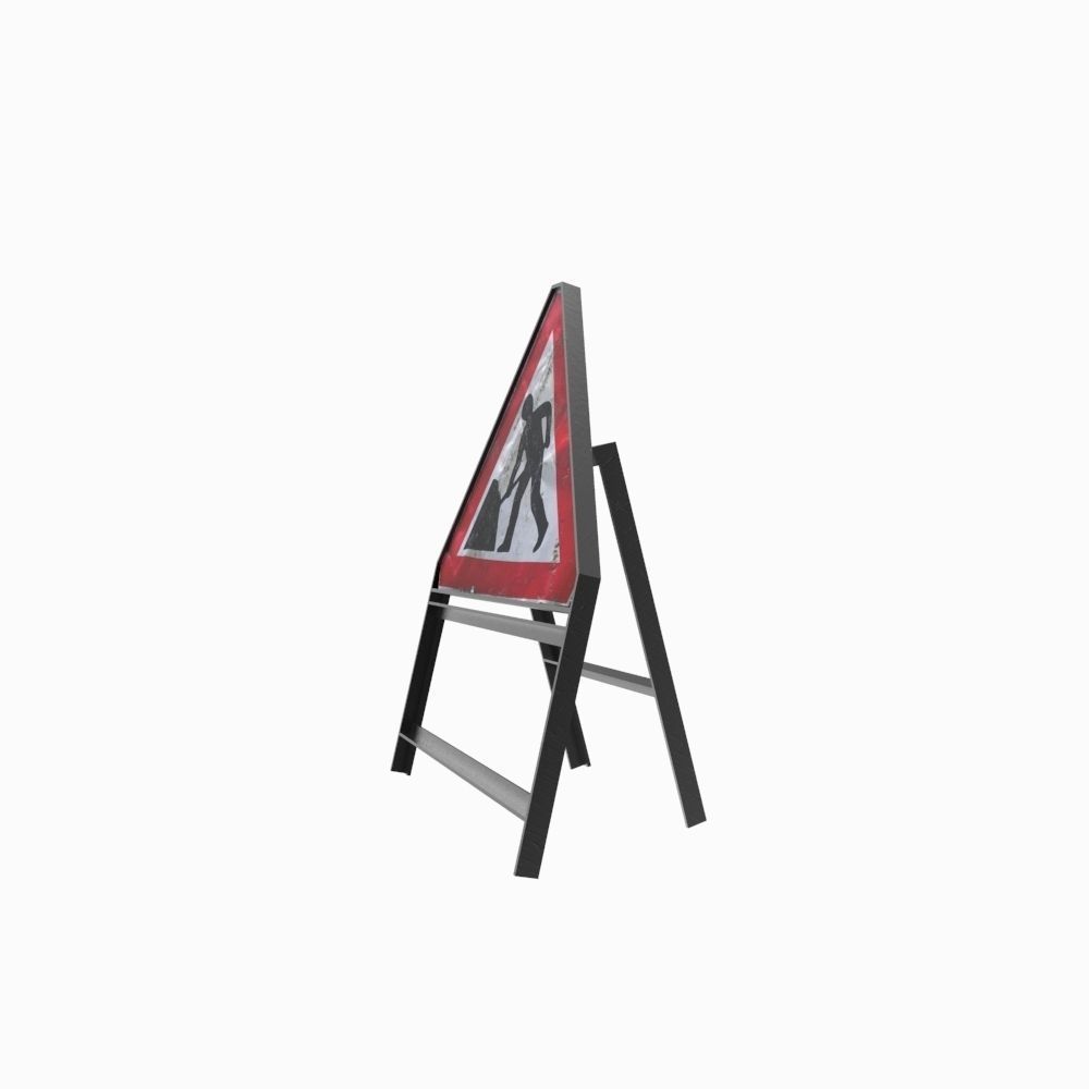 Construction Sign Low-poly 3D model_4