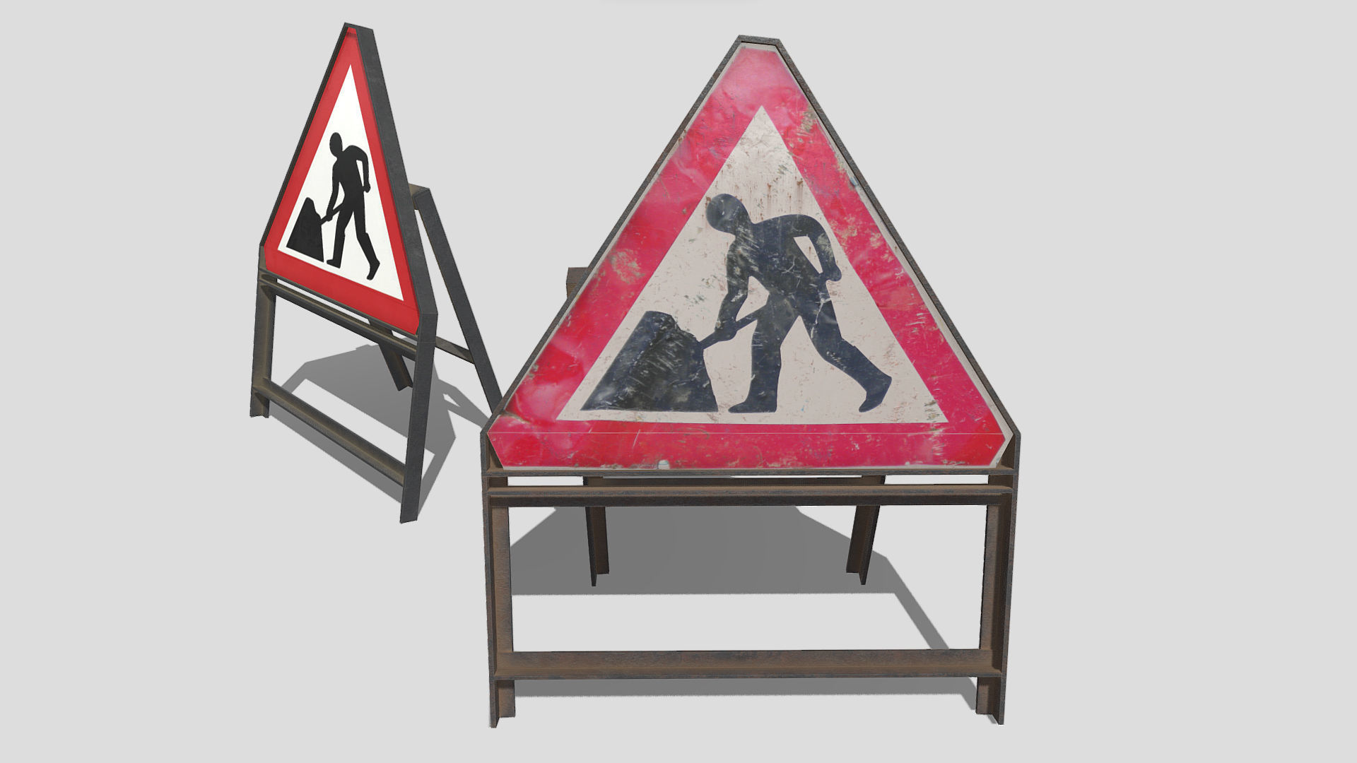 Construction Sign Low-poly 3D model_2