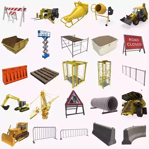 Construction Building Site Collection Low-poly 3D model Construction Building Site Collection Low-poly 3D model
