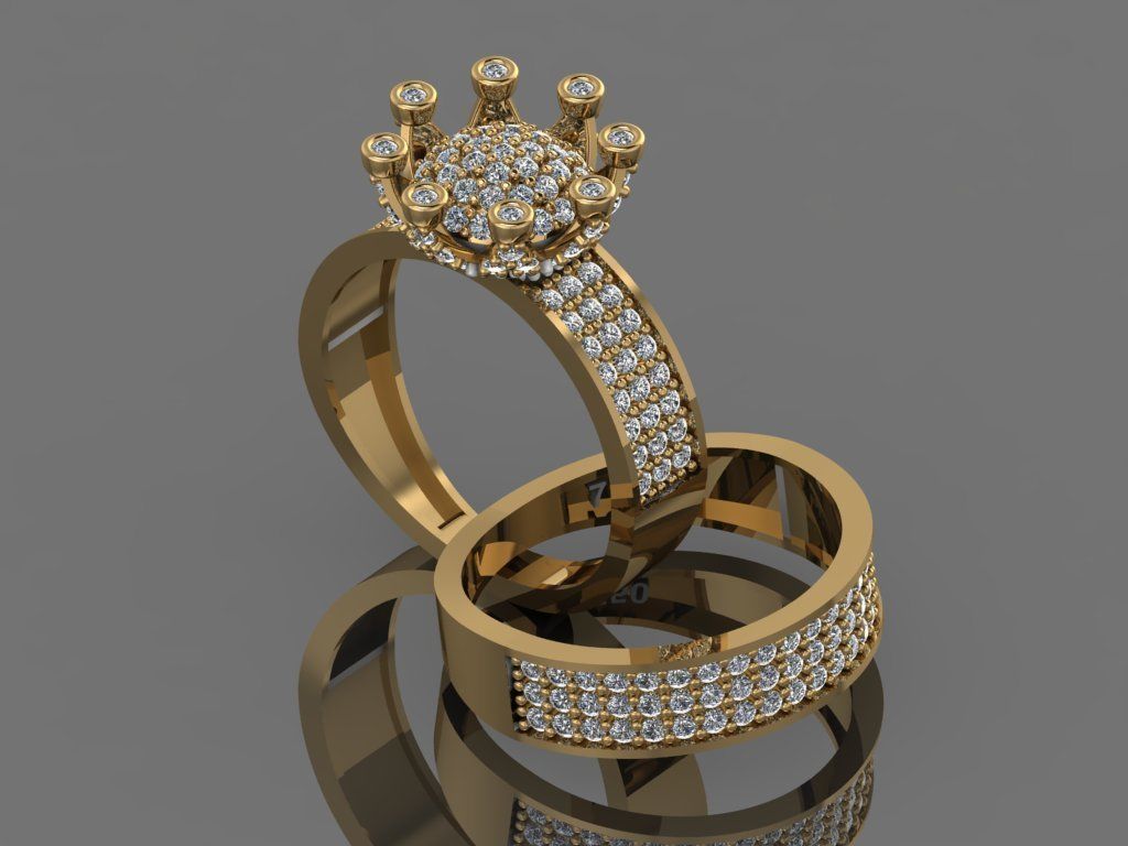 GC GOLD Y272- Diamond gold Ring 3D print model_1