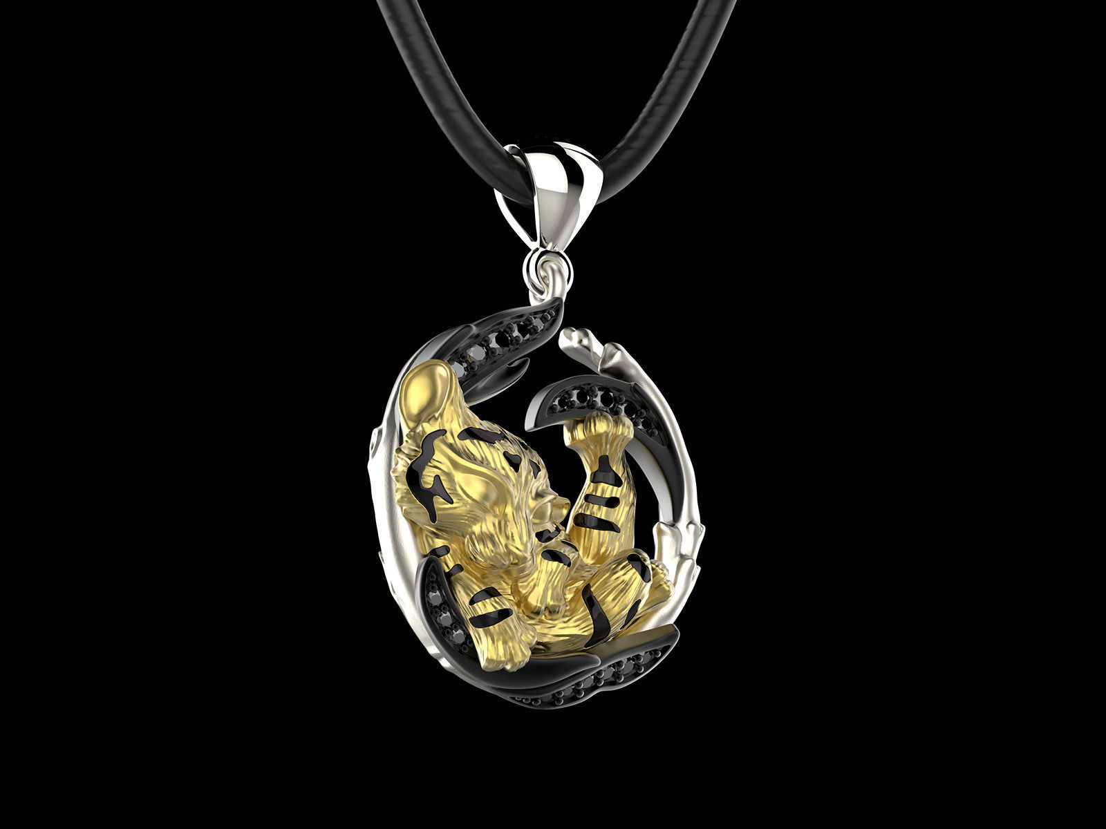 jewelry pendant tiger cub on the branch 0199 3D print model_3