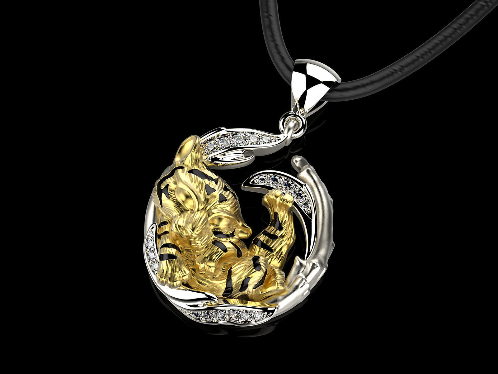 jewelry pendant tiger cub on the branch 0199 3D print model_5