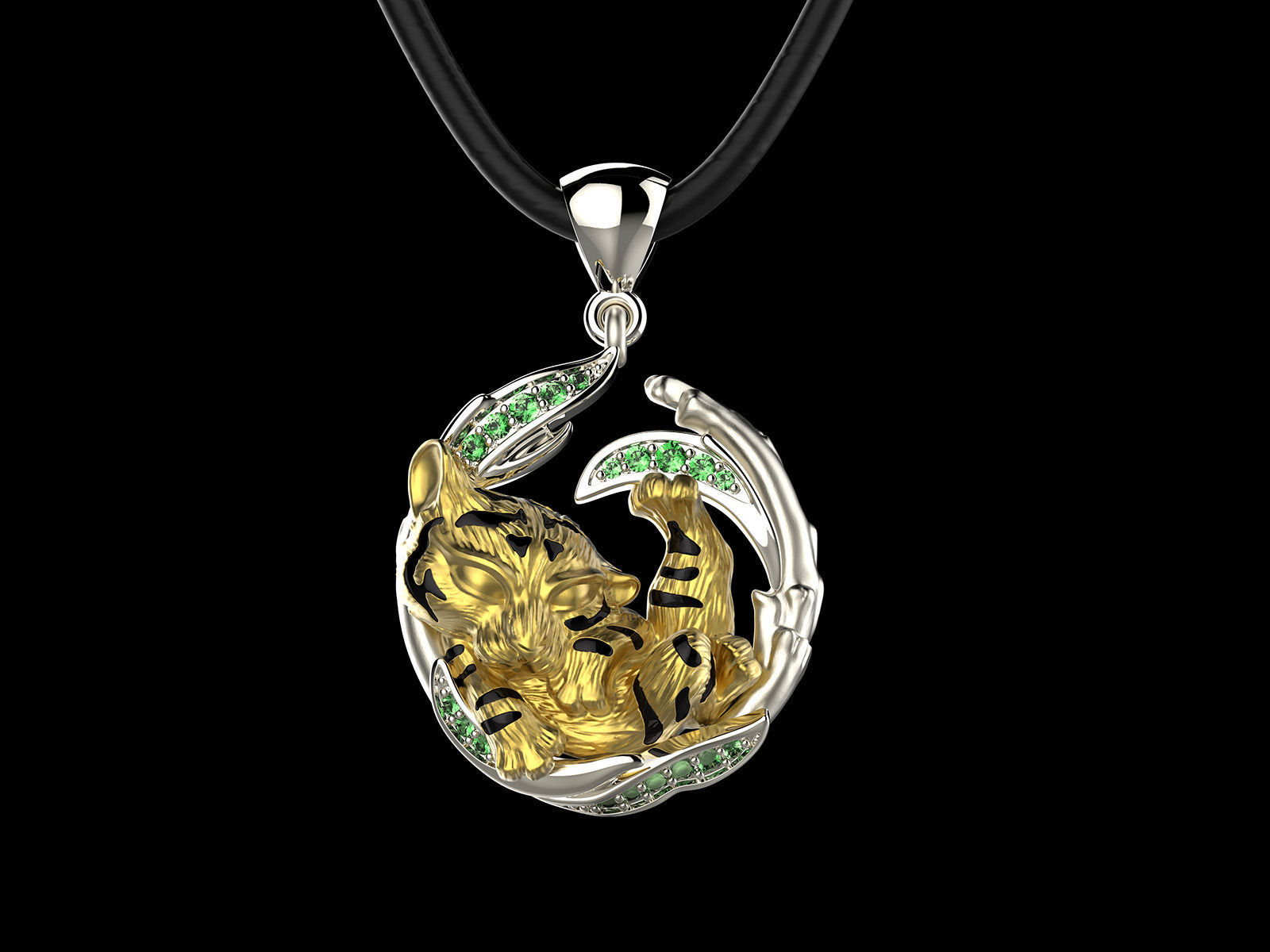 jewelry pendant tiger cub on the branch 0199 3D print model_6