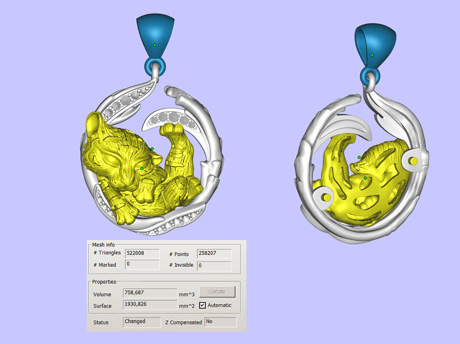 jewelry pendant tiger cub on the branch 0199 3D print model_8