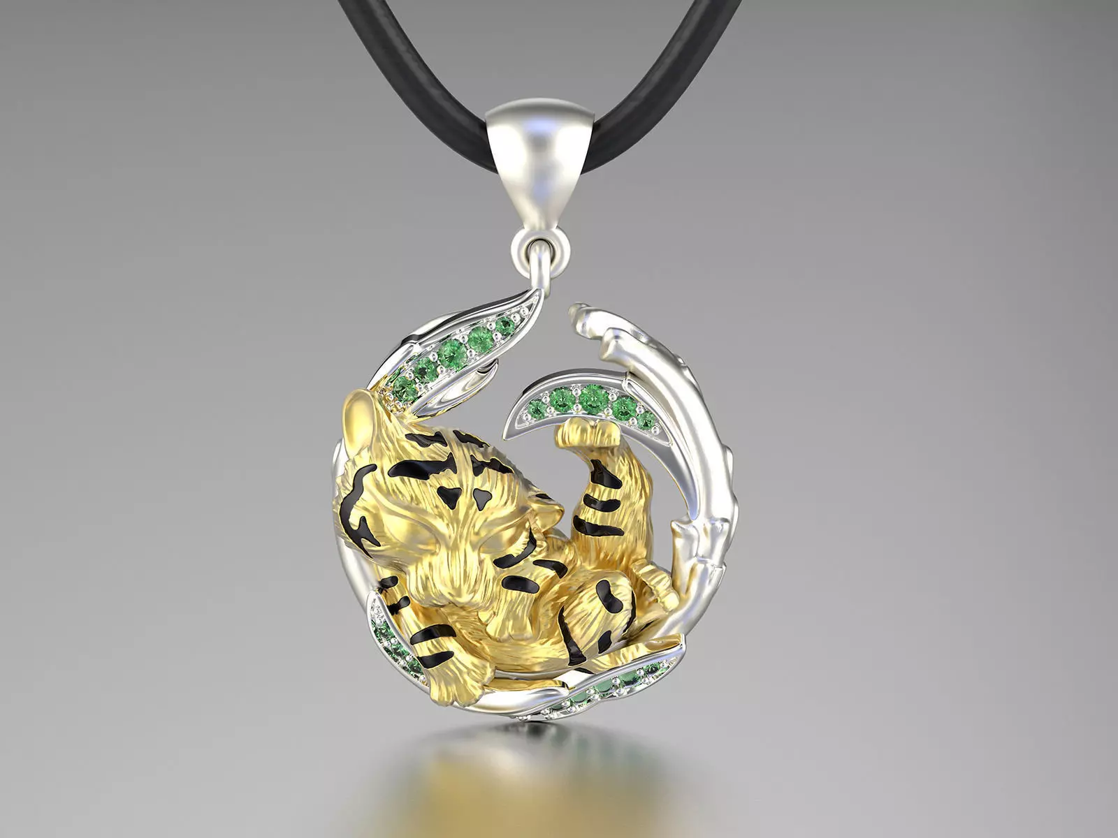 jewelry pendant tiger cub on the branch 0199 3D print model_0