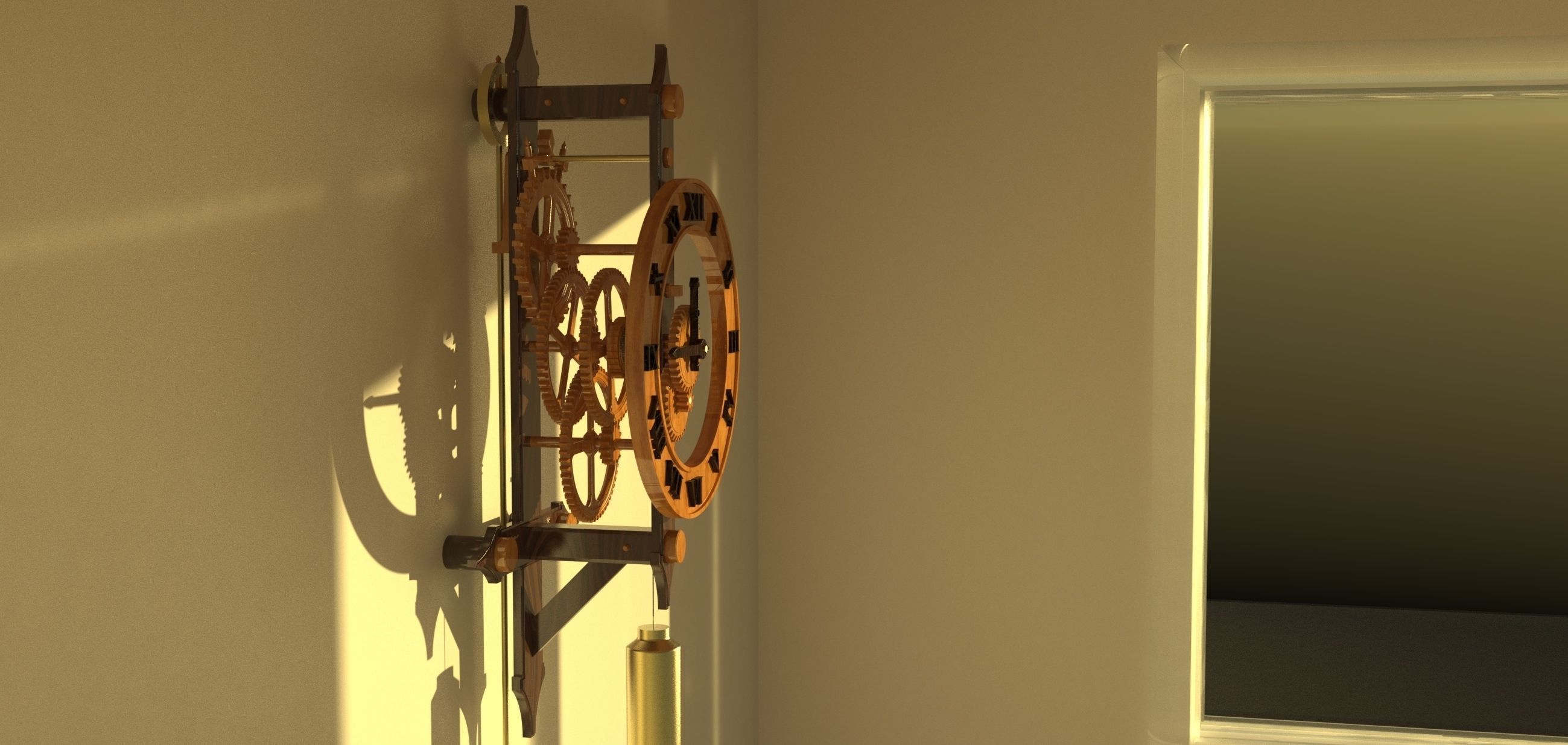 Wall Clock - Wood 3D model_4