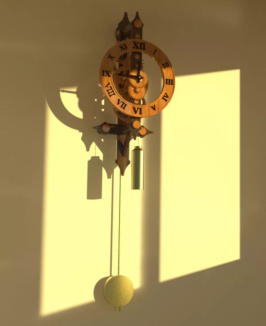 Wall Clock - Wood 3D model_0