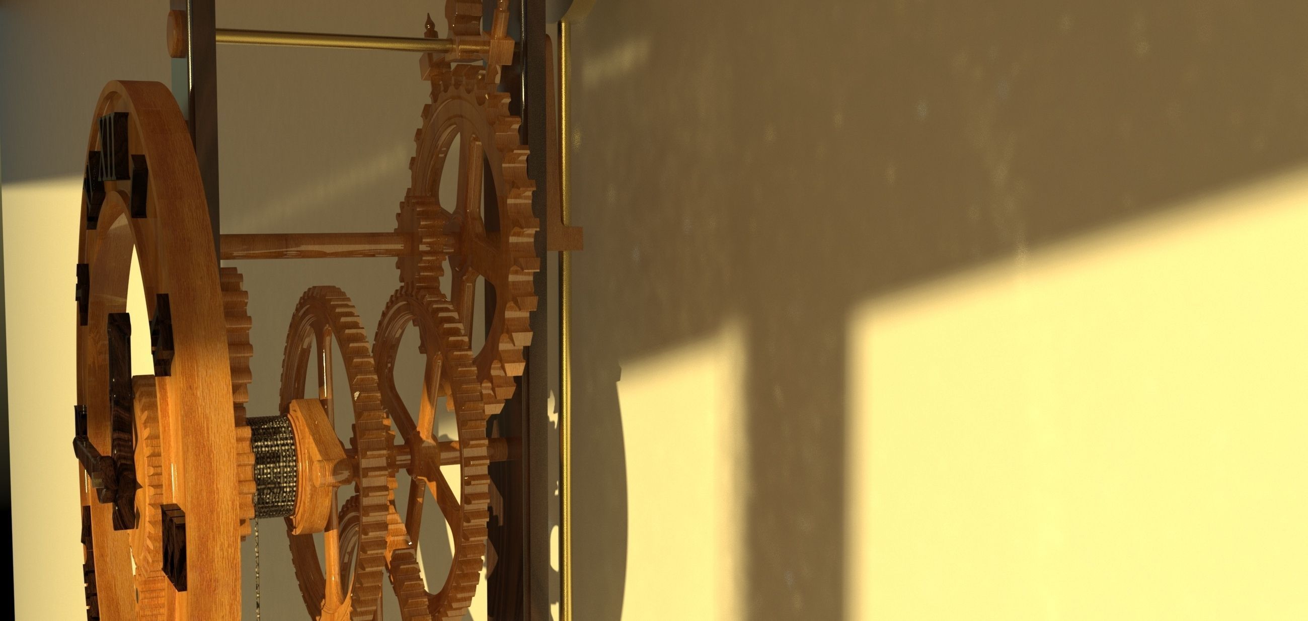 Wall Clock - Wood 3D model_3