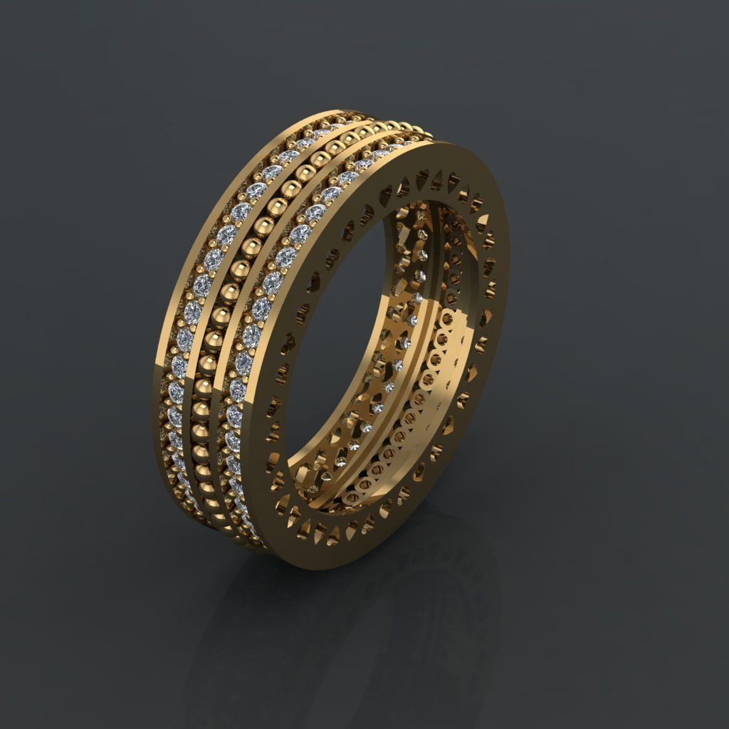 GC GOLD Y278- Diamond gold Ring 3D print model_1