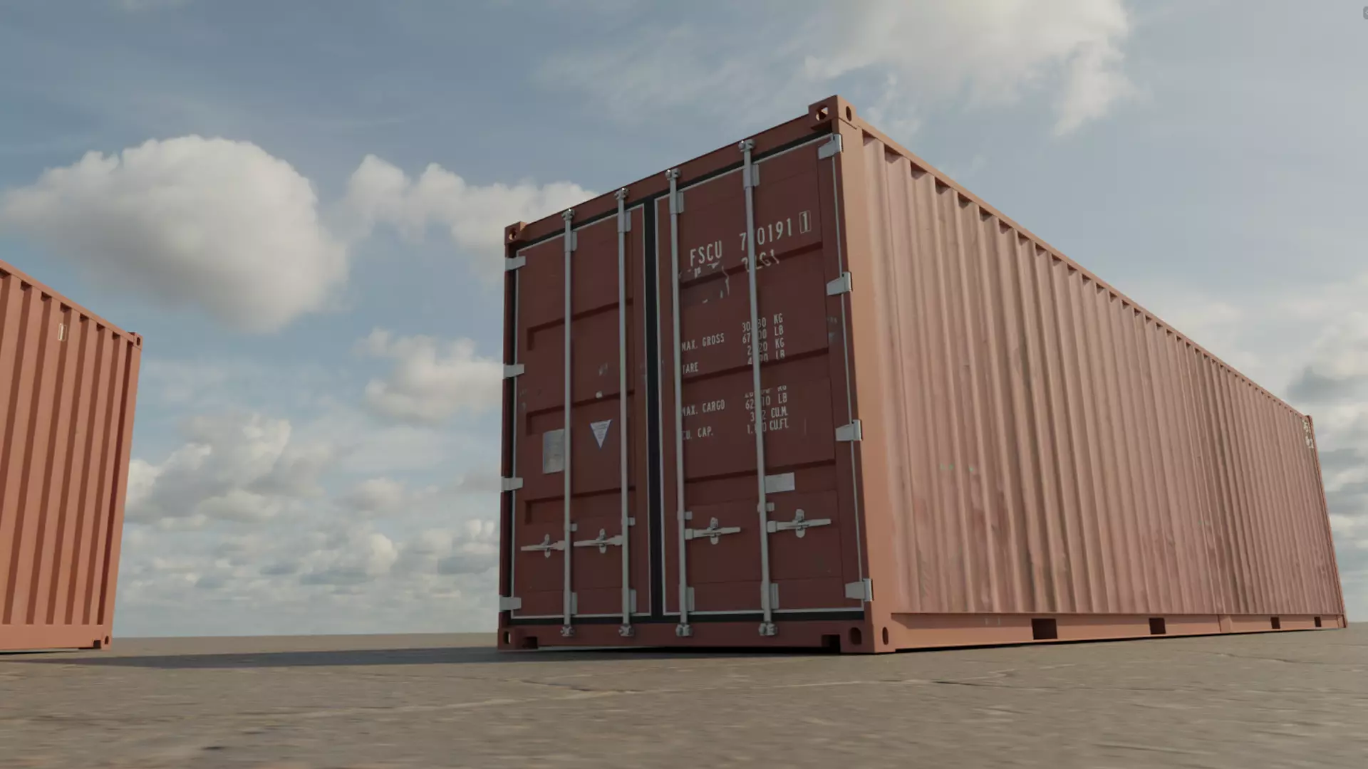 Shipping Container Low-poly 3D model_0