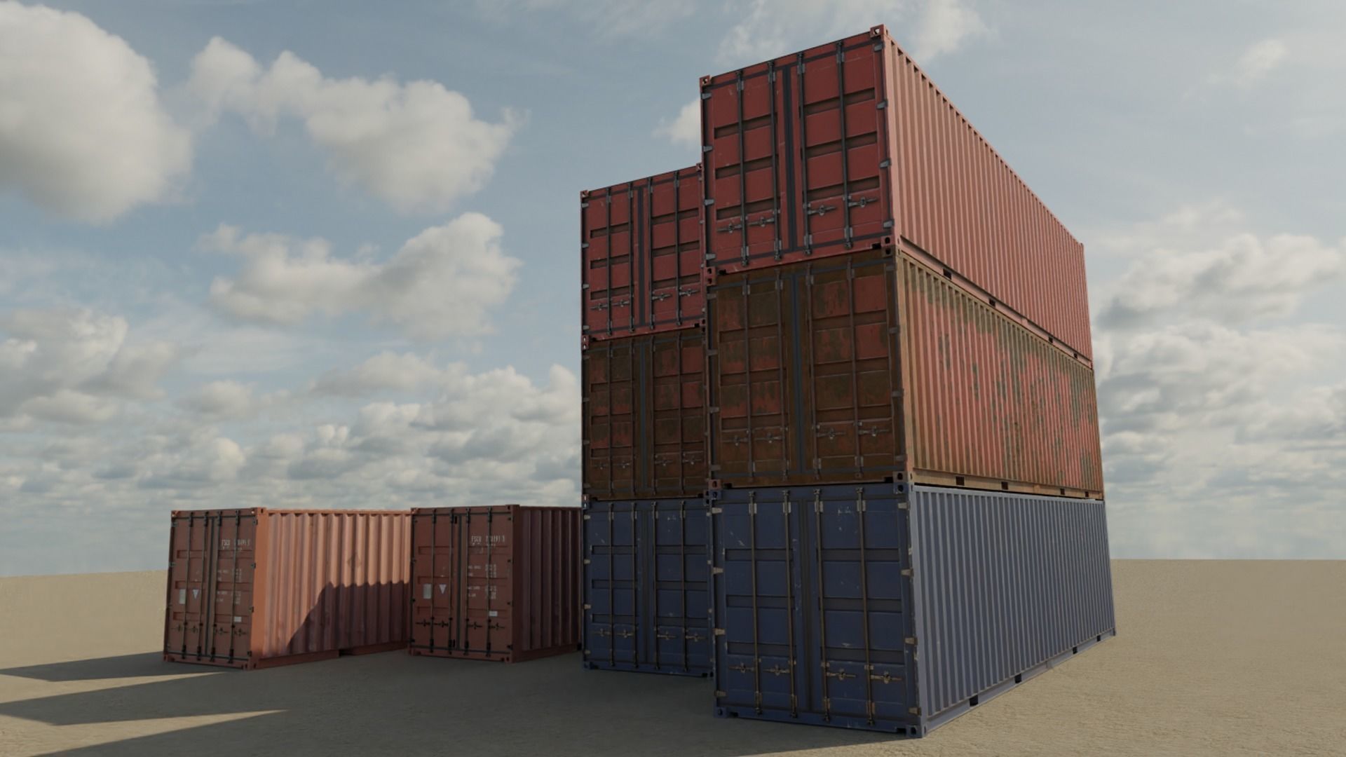 Shipping Container Low-poly 3D model_2