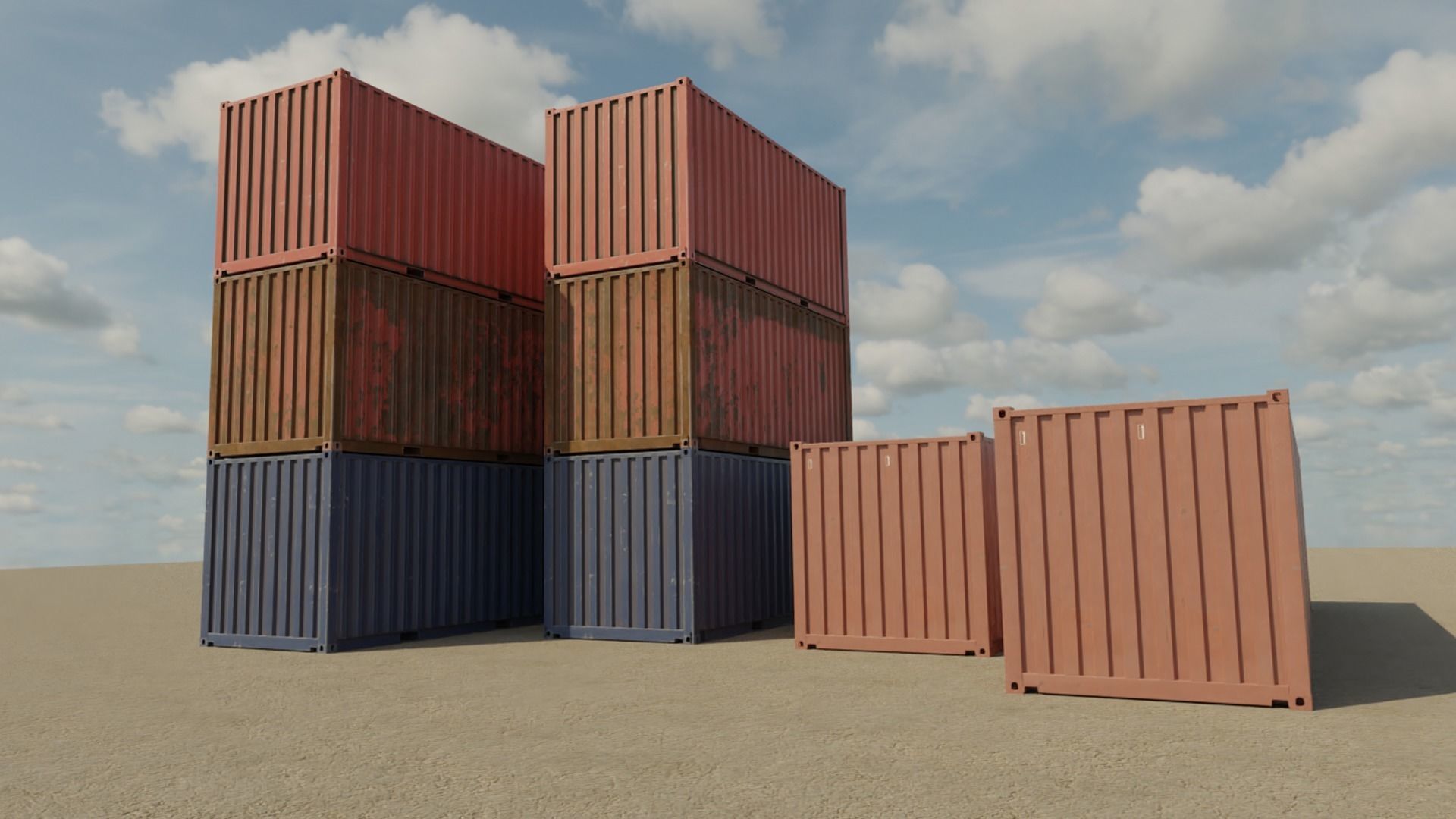 Shipping Container Low-poly 3D model_3