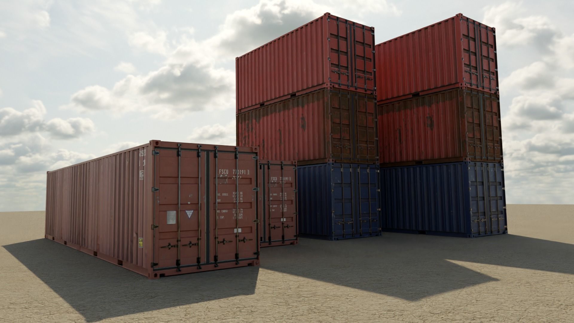 Shipping Container Low-poly 3D model_1