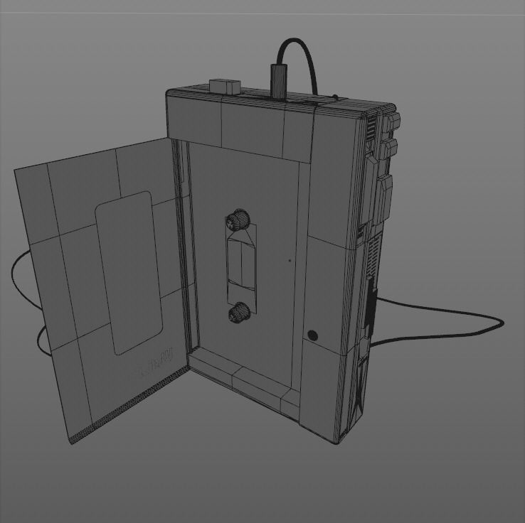 Sony Walkman TPS-L2 with retro headphones Low-poly 3D model_5