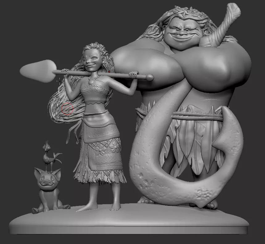 Vaiana woman and man in shell 3D print model_0