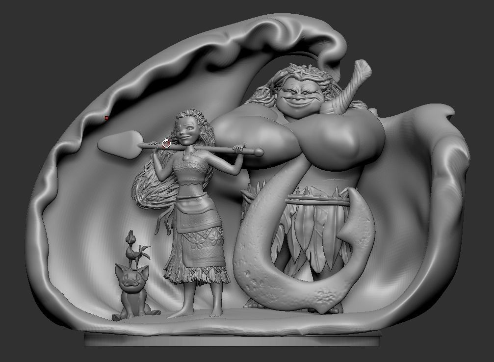 Vaiana woman and man in shell 3D print model_1