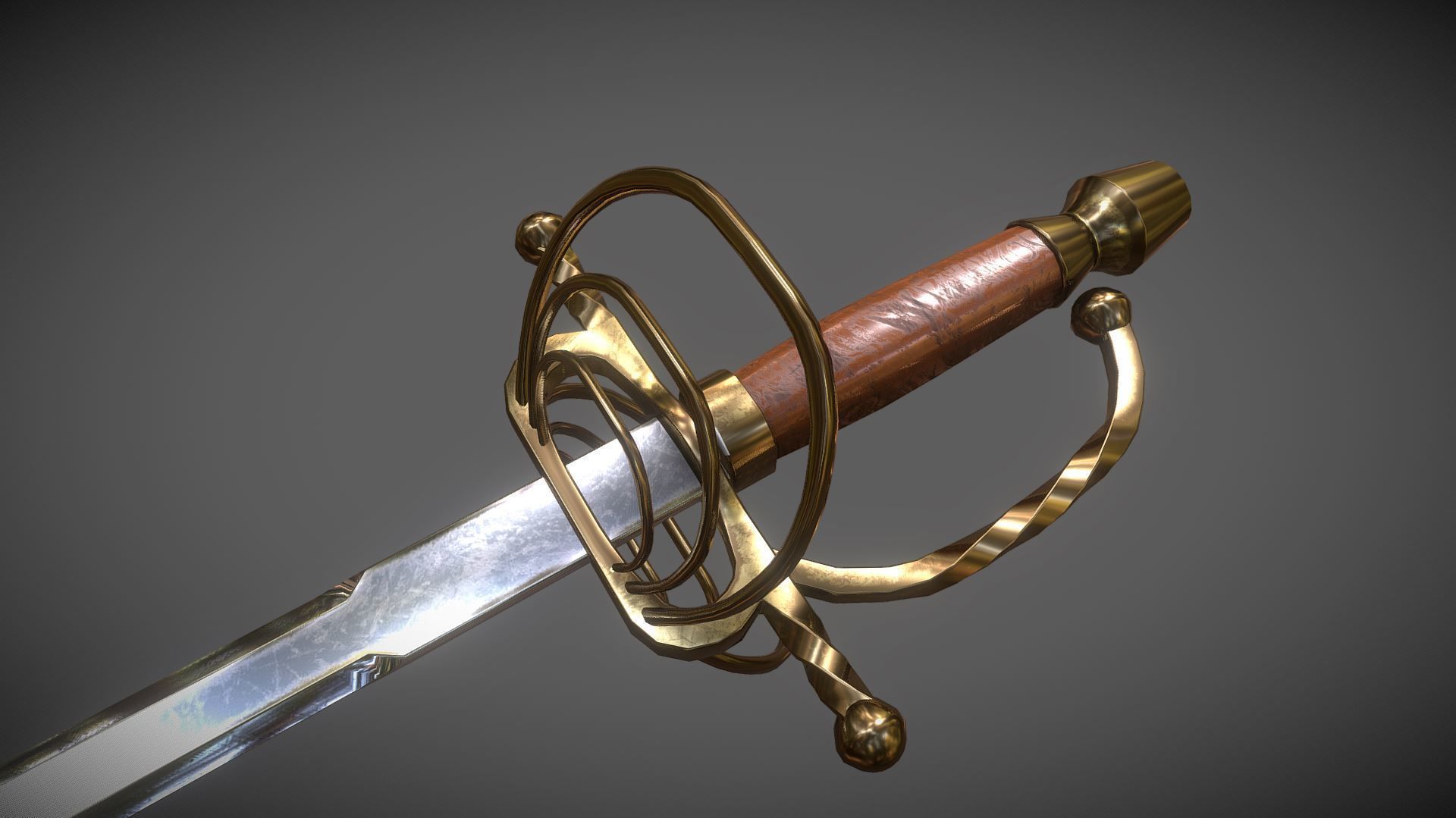 Clamshell Rapier Low-poly 3D model_1