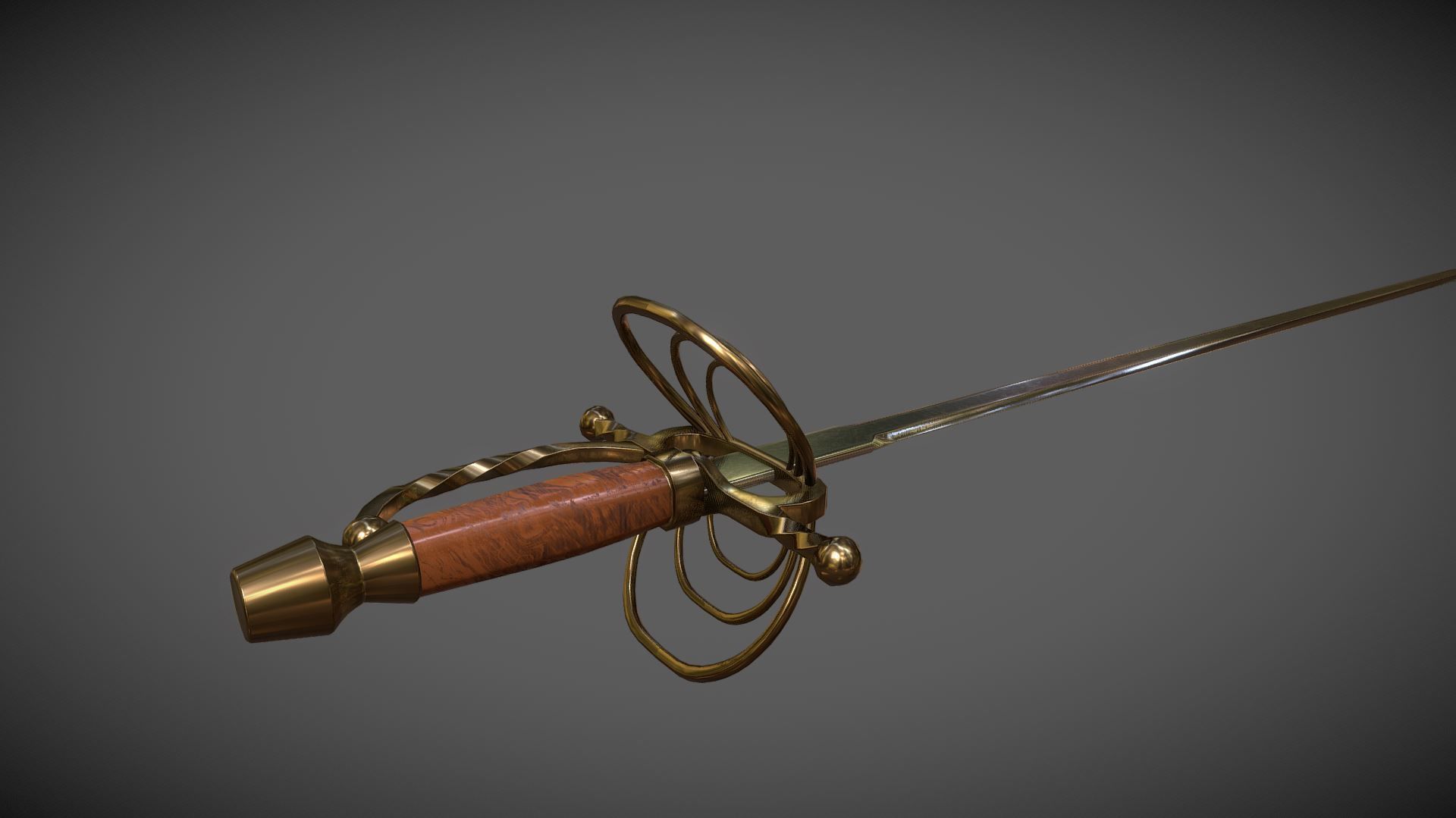 Clamshell Rapier Low-poly 3D model_2
