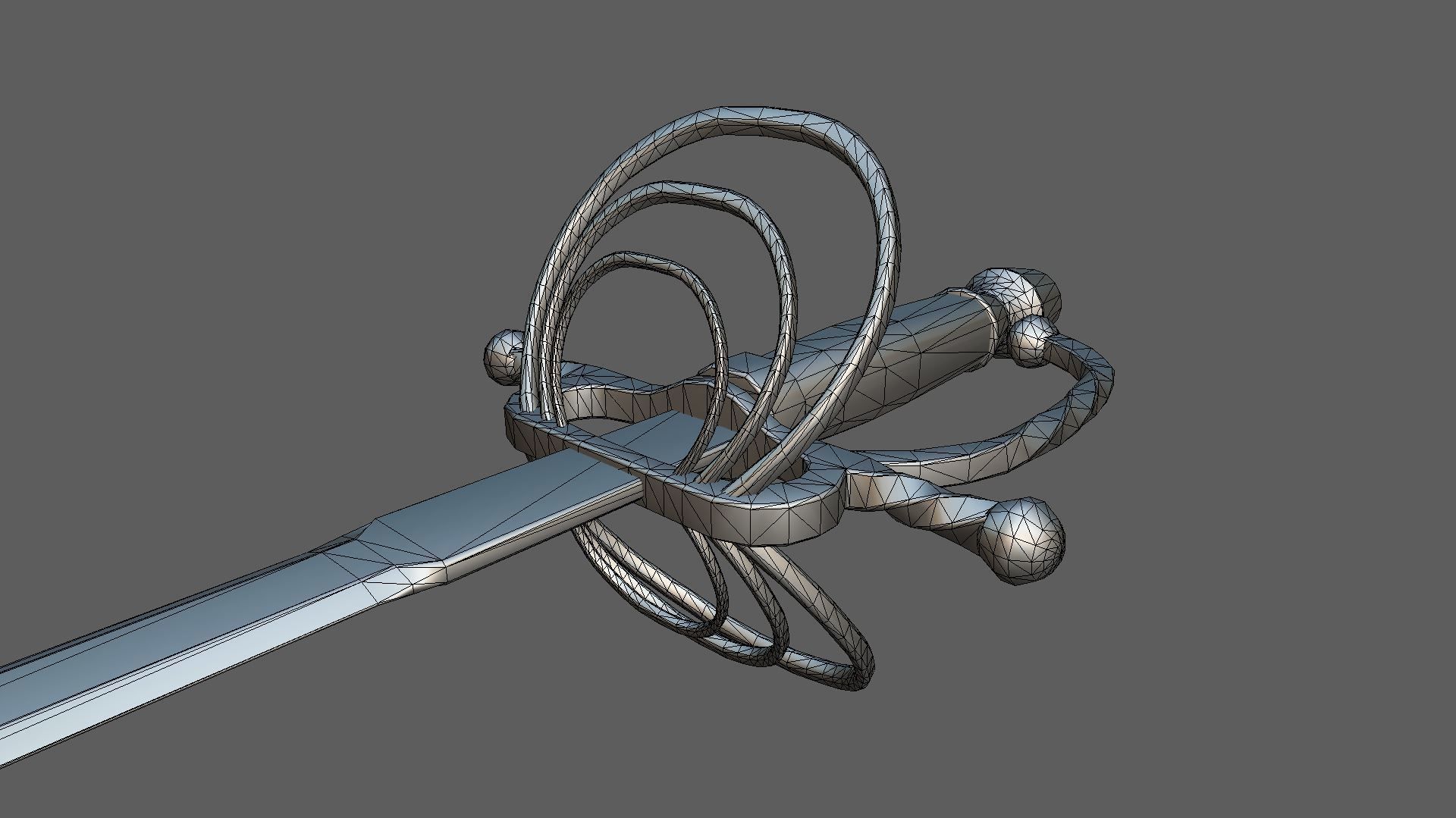 Clamshell Rapier Low-poly 3D model_6