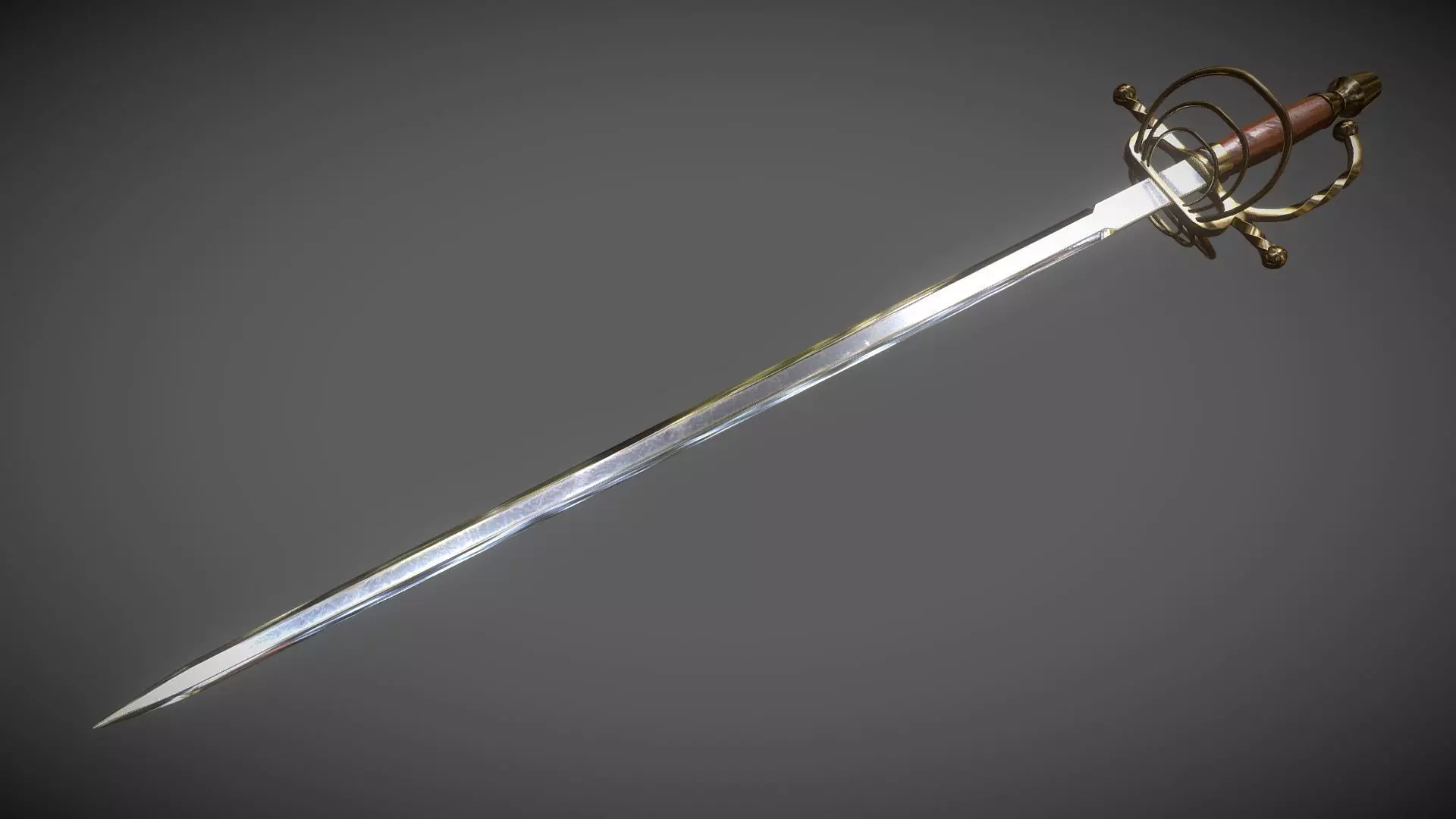 Clamshell Rapier Low-poly 3D model_0