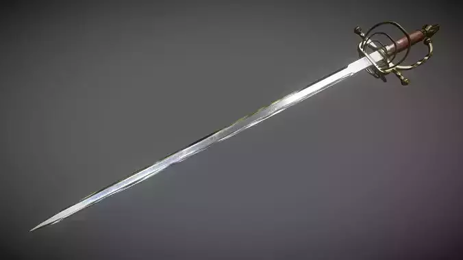 Clamshell Rapier Low-poly 3D model