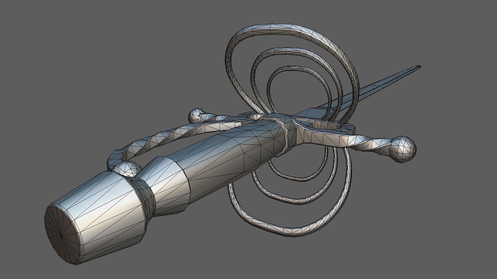 Clamshell Rapier Low-poly 3D model_5