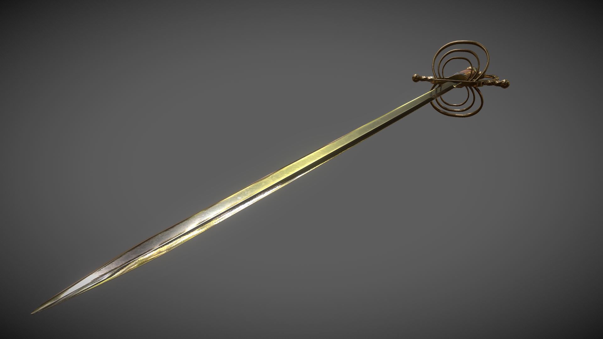 Clamshell Rapier Low-poly 3D model_3