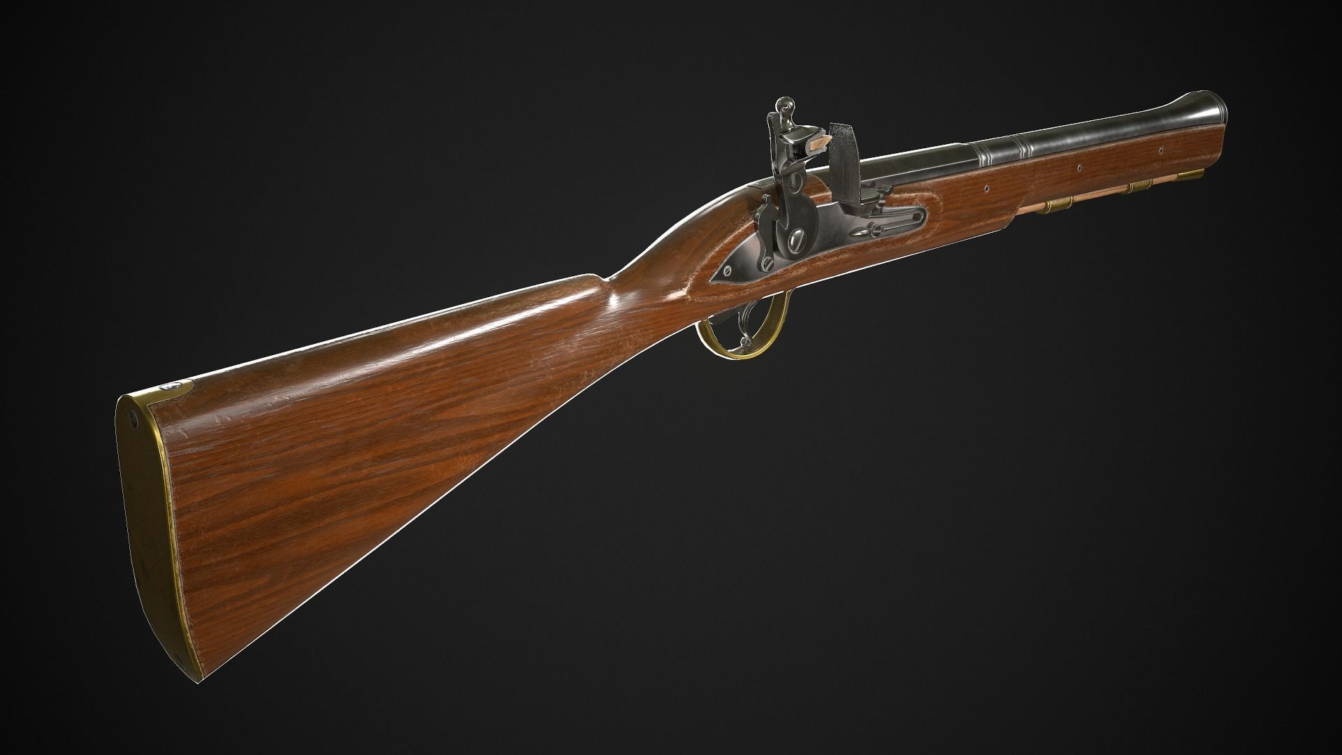 Flintlock Blunderbuss 01 Classic Low-poly 3D model_4