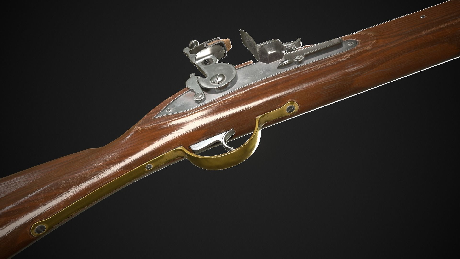 Flintlock Blunderbuss 01 Classic Low-poly 3D model_8