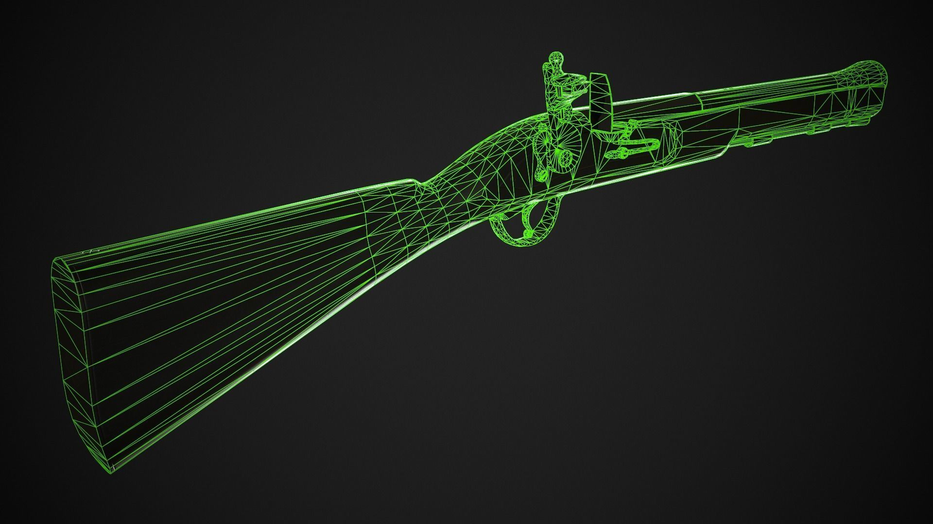 Flintlock Blunderbuss 01 Classic Low-poly 3D model_10