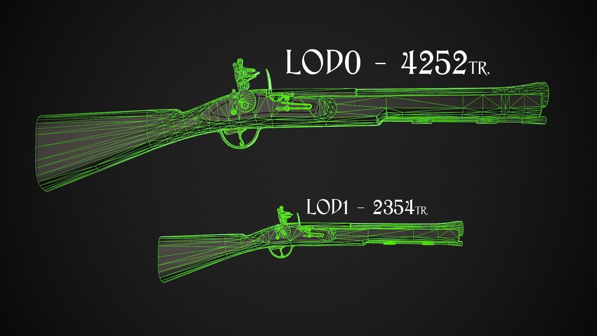 Flintlock Blunderbuss 01 Classic Low-poly 3D model_9